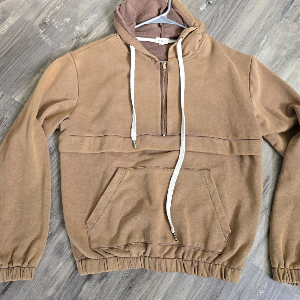 POL Tan Drawstring Hoodie Sweatshirt Size Small!